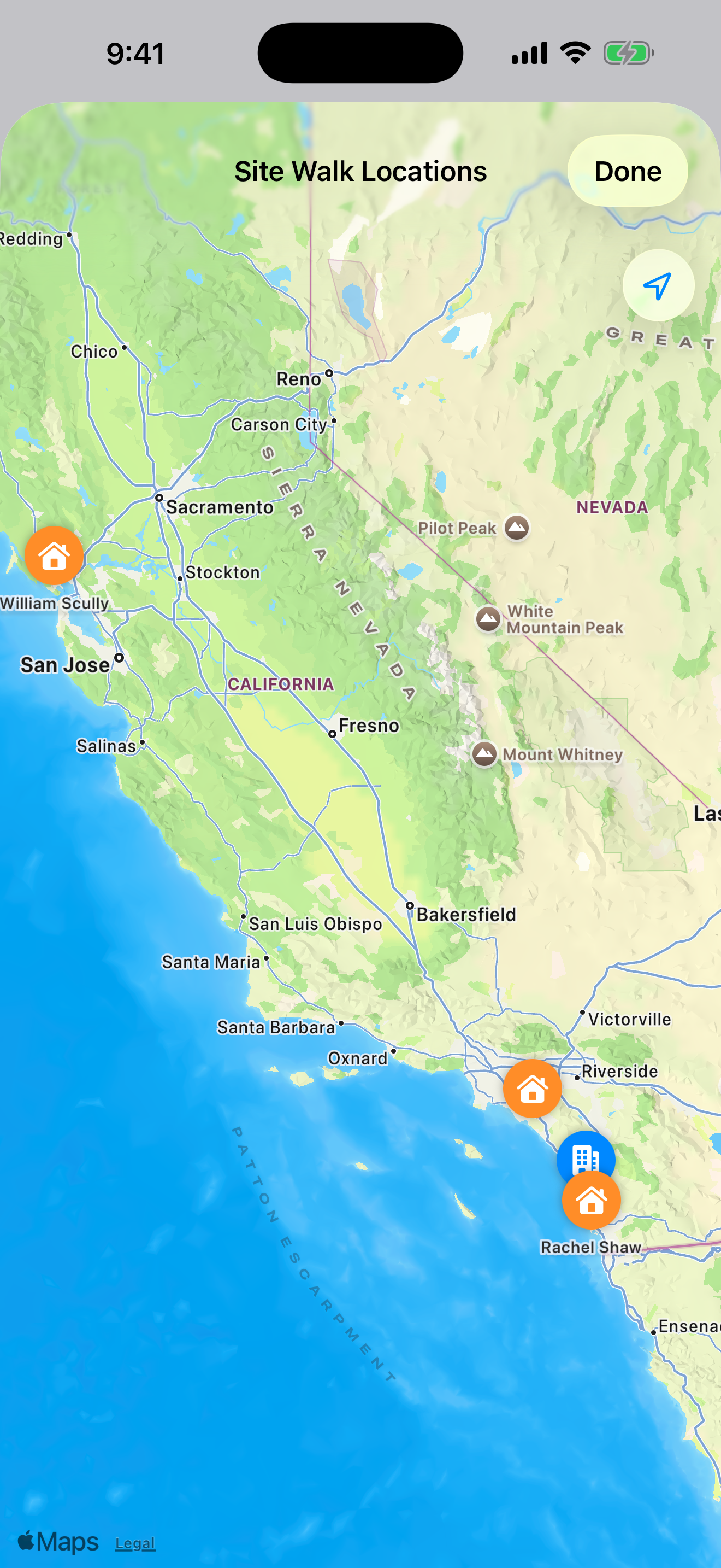 Solar Site Walk map of site walk locations